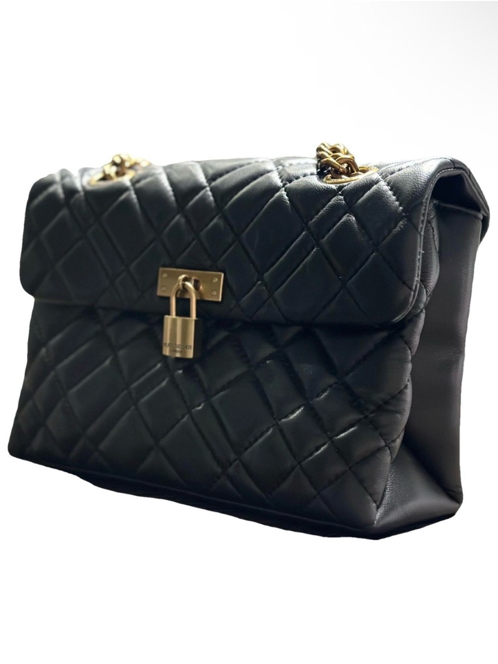 Kurt Geiger Black Quilted Shoulder Bag with Gold Hardware